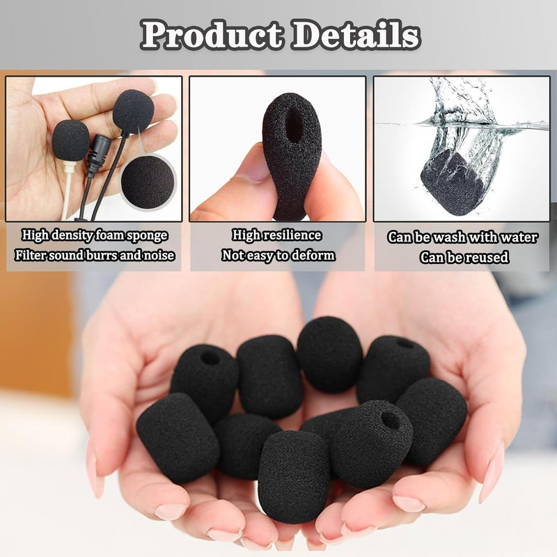 Mecefeno Headset Microphone Covers Foam, Lapel Headset Microphone Windscreen Sponge Foam Microphone Windscreen Mini Foam Cover for Variety of Headset Microphone Noise Reduction - 15 pack - Image 3